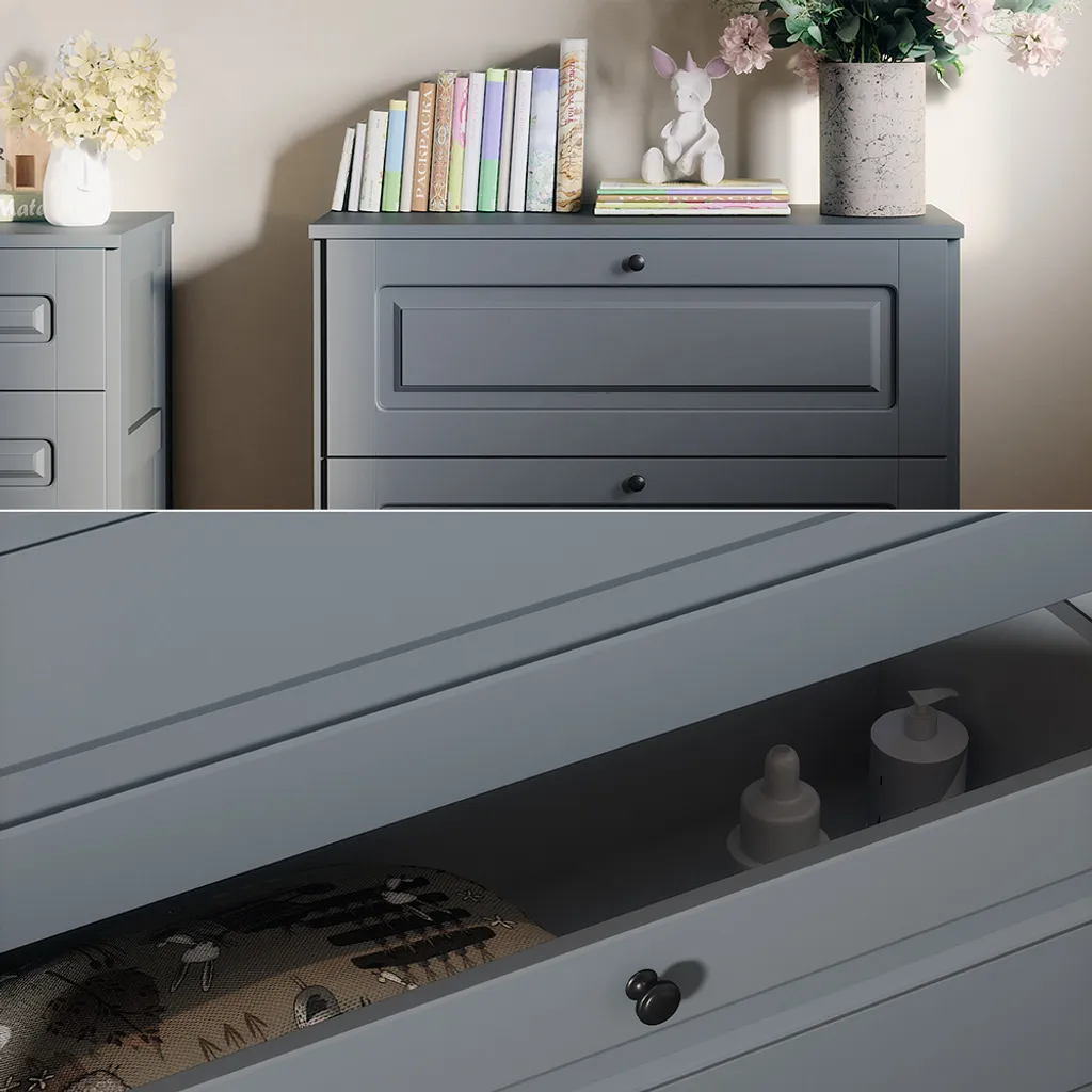 Table à langer avec tiroirs de rangement Vitalispa Ajaton Gris 108cm - 5