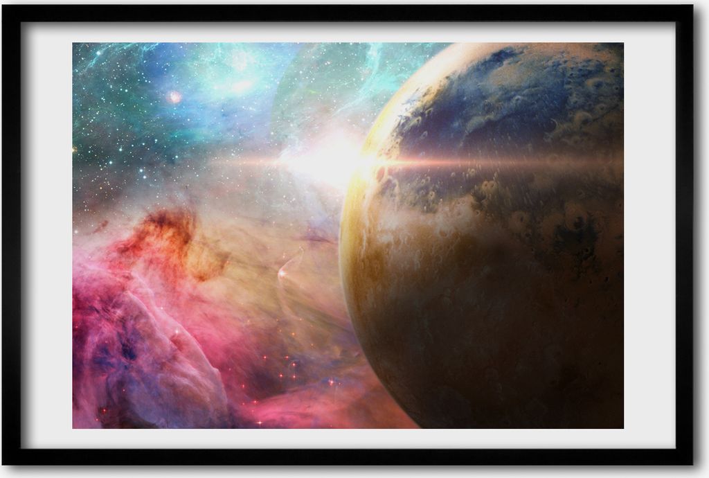 Bild 60x40 MDF-Rahmen, Wandkunst Galaxis