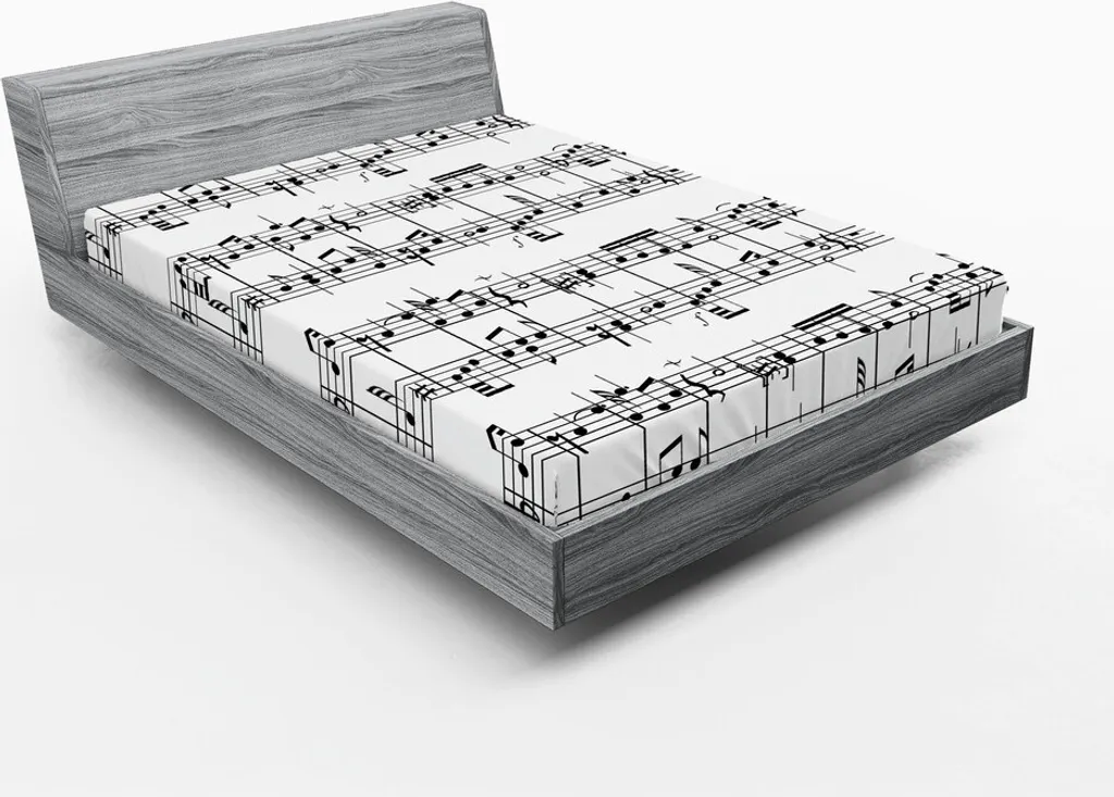 Lenzuolo con Angoli 180x200 ABAKUHAUS Chiave Musicale Bianco e Nero