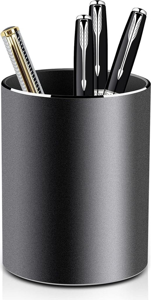 Runder Stiftehalter aus Aluminium Organizer und Aufbewahrungsbox für Stifte und Bleistifte, ideal für Büro, Schule, zuhause und Kinder - 8x10 cm...