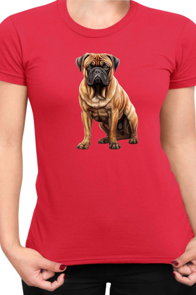 Damen T-Shirt Dogs Breeds Bullmastiff Dog Breed 006, Lady XL / Rot