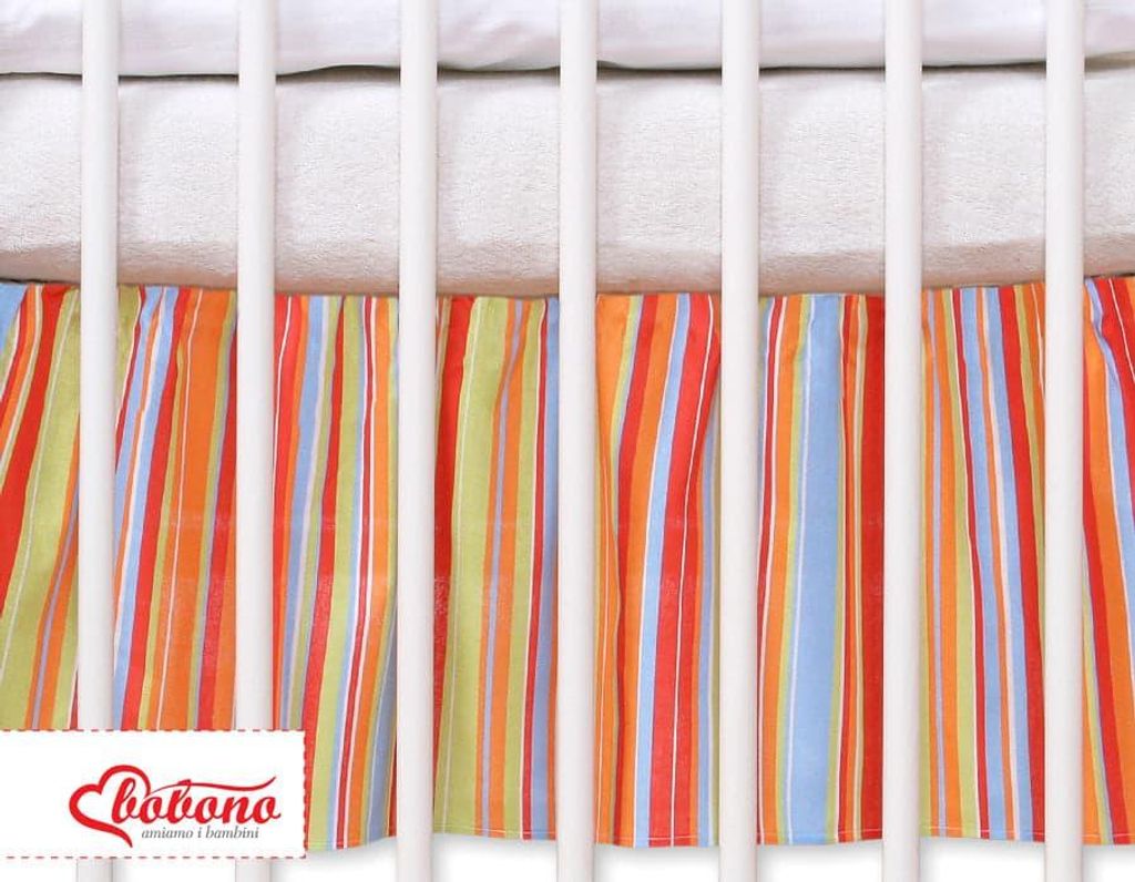 Dekorativ damm Garland babybädd, maskeringsflounce, mjuk bomull - 140x70 cm - orange ränder