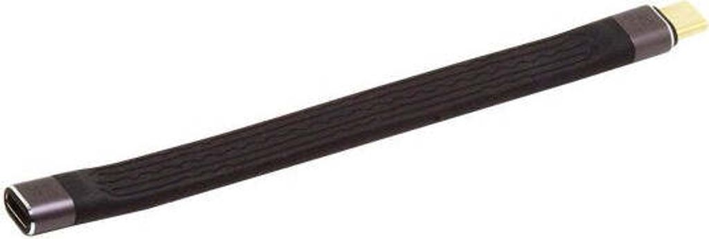 SYSTEM-S USB4 USB Kabel 13 cm Typ C Stecker zu Buchse 40 Gbit/s USB 4.0 flach in Schwarz