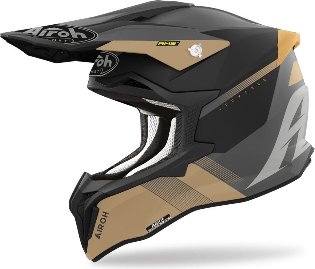 Crosshelm Schutzhelm Motorradhelm AIROH Strycker Blazer Gold Schwarz Größe S