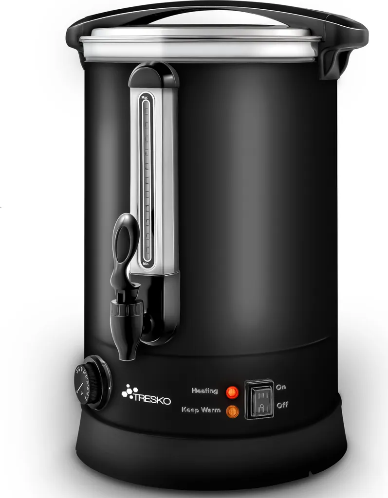 TRESKO Bollitore Professionale 30L / 2500W Nero per Hotel e Catering