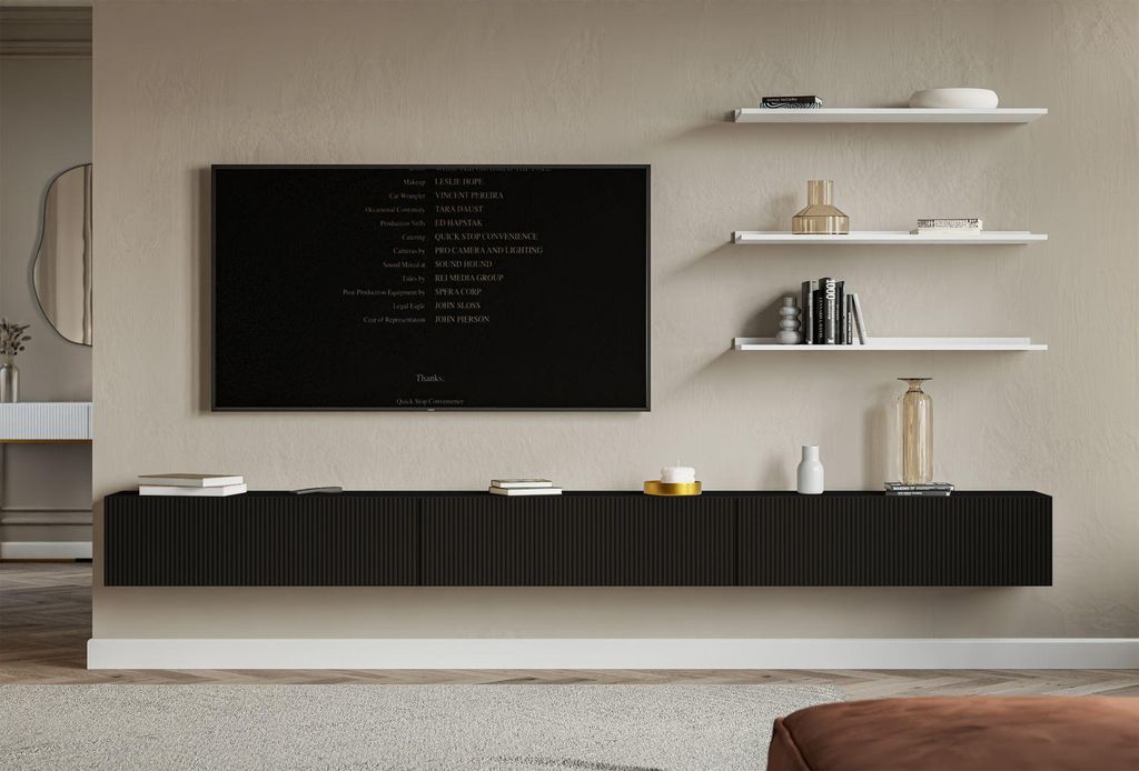 Selsey Veldio - Mobiletto TV sospeso con frontali rigati, Immagine del prodotto 