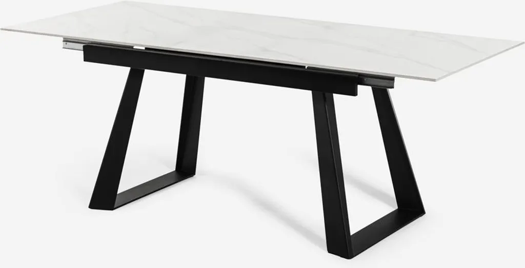 Table de repas extensible 160-200 cm design marbre blanc effet Caracas - 5