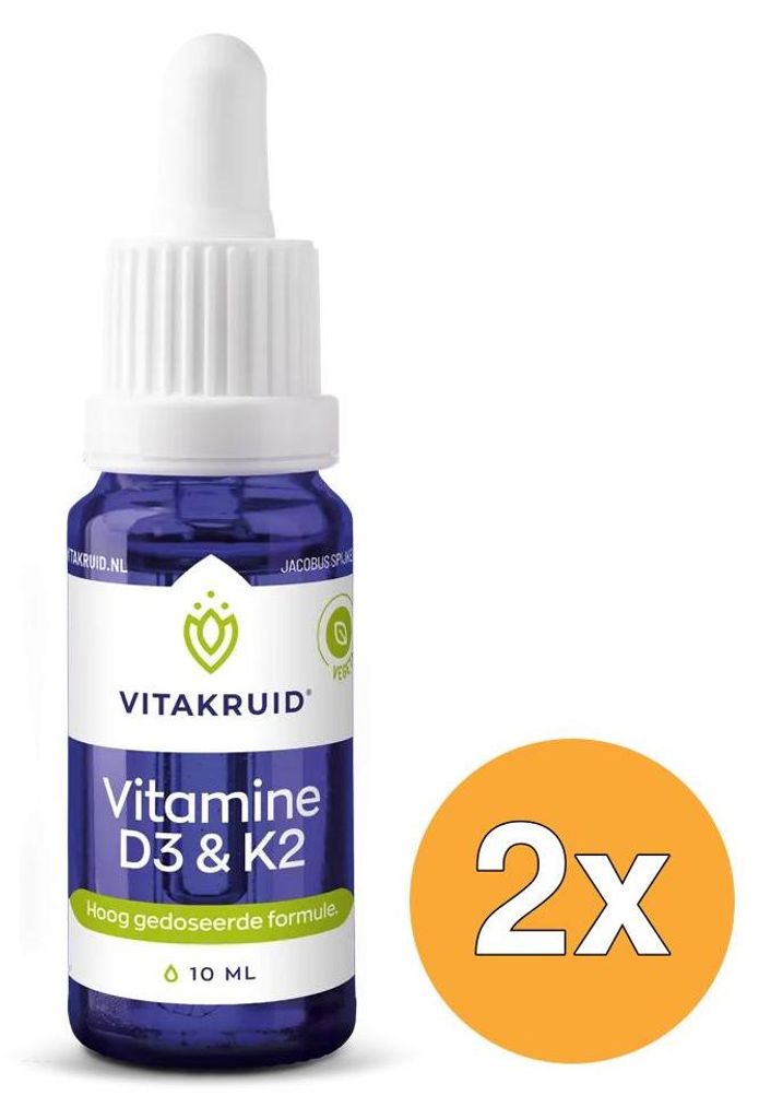 2x Vitakruid Vitamin D3 & K2 (MenaQ7 ) mit Tropfpipette (10 ml)