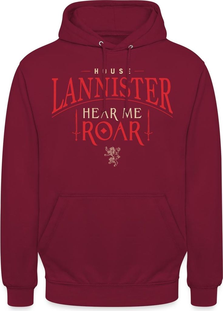Spreadshirt Game Of Thrones Haus Lannister Hear Me Roar Uni Hoodie, M, Bordeaux