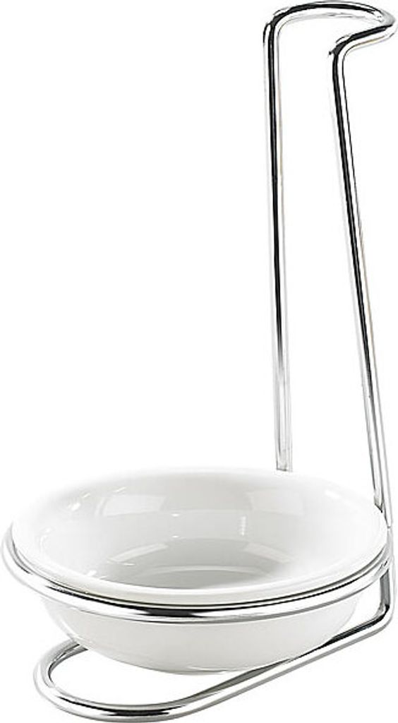 Löffelhalter, Löffelablage aus verchromt mit Keramikschalen