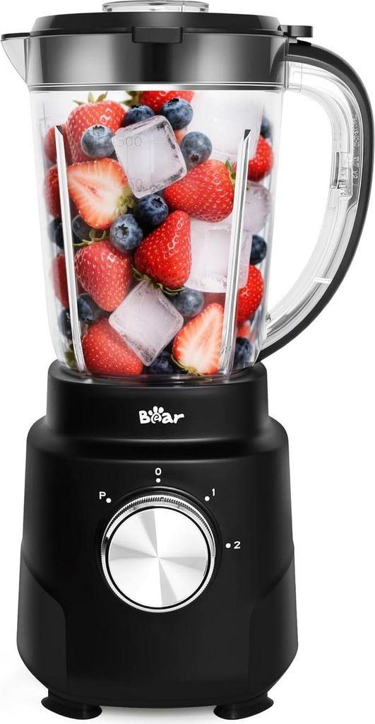 Bear Countertop Blender, 700W Professional Smoothie Mixer mit 1500ML Blender Cup für Shakes und Smoothies, 3-Gang zum Zerkleinern von Eis