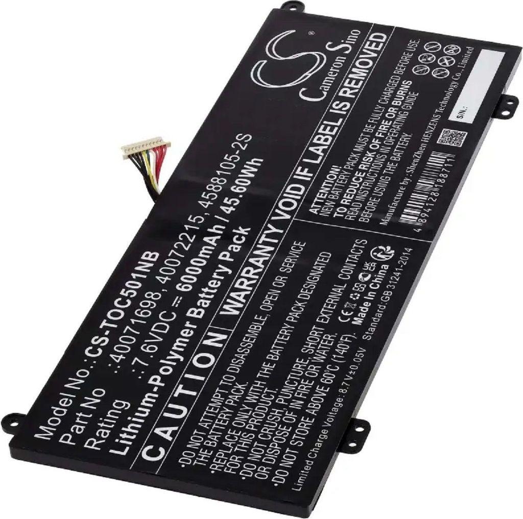 Akku für Toshiba PRO C50-J-12E Li-Pol 7,6 Volt 6000 mAh schwarz.