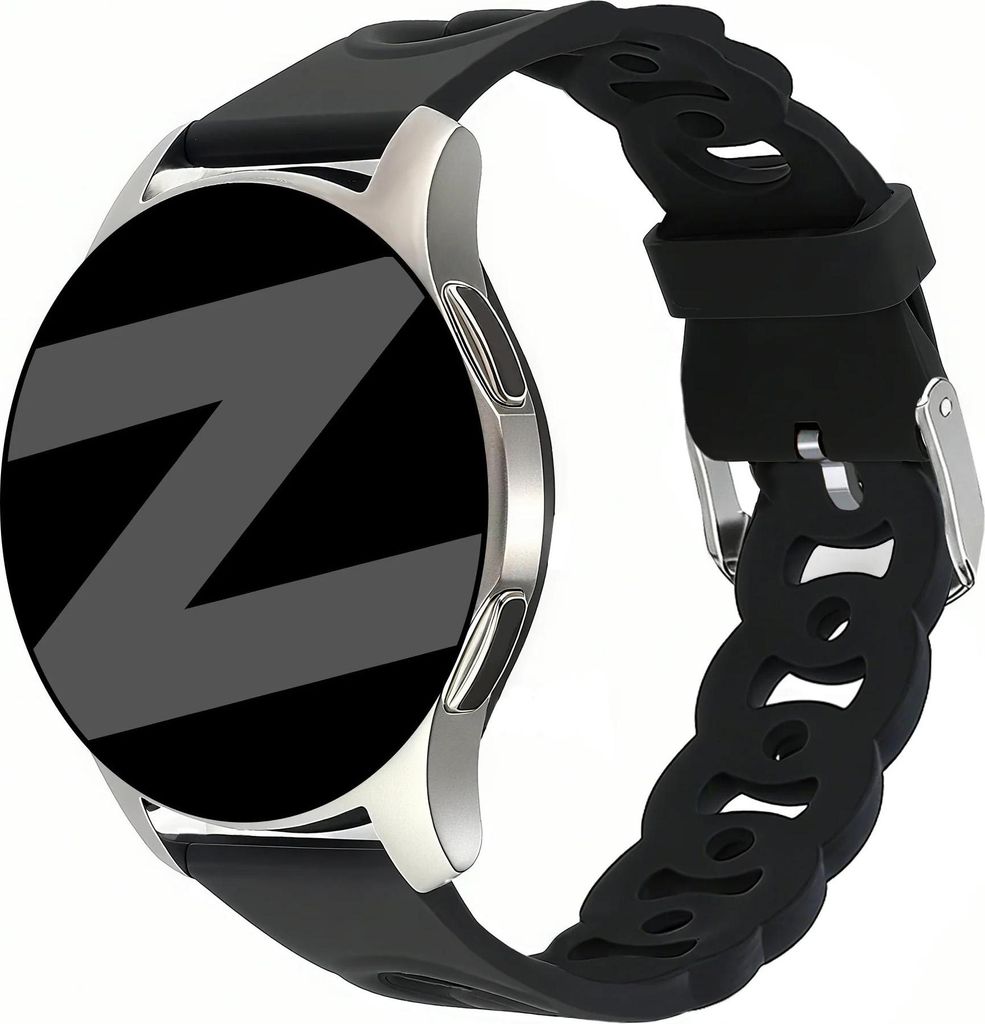 Bandz Universal Silikon Uhrenarmband 'Chains' 20mm(Schwarz)-flexibel &; Stylisches Sportarmband-geeignet für Samsung Galaxy Watch 7 (40mm/44mm)/6 ...