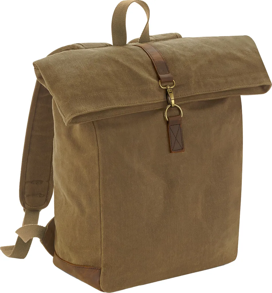 Quadra BC5179 Sac à dos Sable Heritage robuste avec finitions en cuir