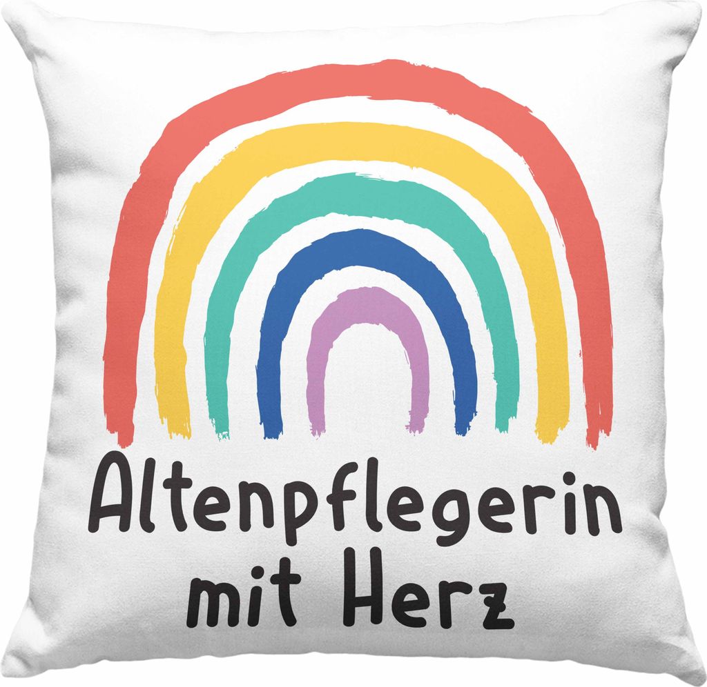 Trendation - Altenpflegerin mit Herz Deko-Kissen mit Füllung 40x40 Geschenk mit Spruch Deko-Kissen mit Füllung 40x40 Zubehör Dankeschön (Blau)