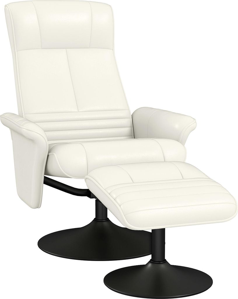 Relaxsessel. Fernsehsessel mit Hocker. drehbar. ergonomisch. Mikrofasertuchoptik. bis 150 kg. Cremewei?