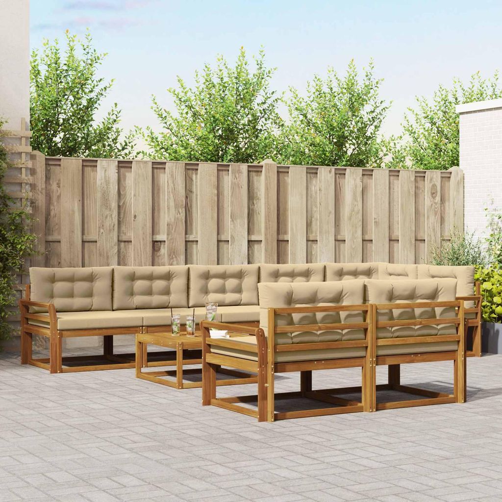 Outdoor-Sofagarnitur mit Kissen (9 pcs)- CLORIS - Natur und Beige - Gartensofas C195