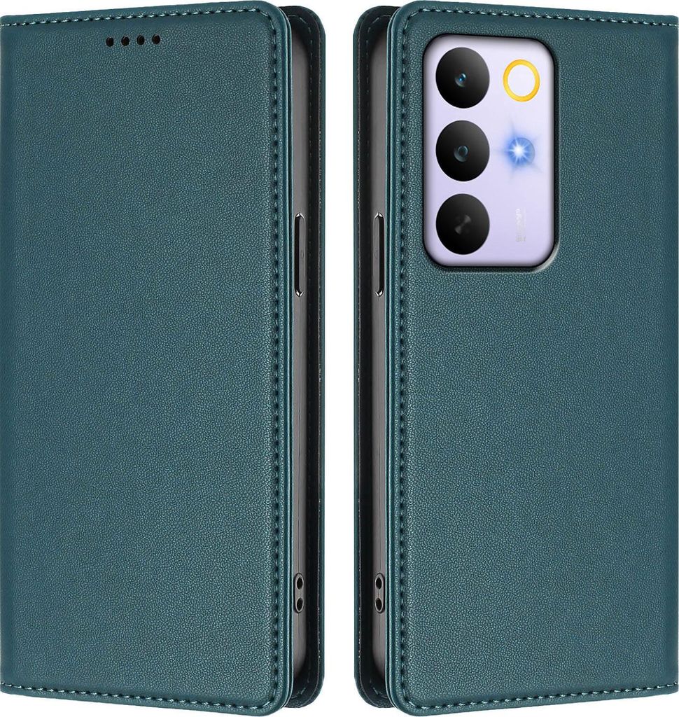 Handyhülle für Realme C85, Kunstleder Klapphülle Stoßfeste Magnetische Hülle mit Ständer Grün