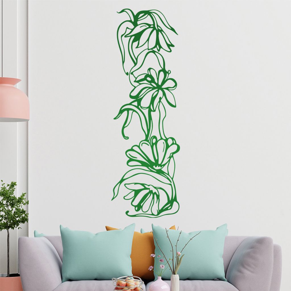 Blumen - Ranken Wandtattoo in 6 Größen - Wandaufkleber Wall Sticker - Dekoration, Küche, Wohnzimmer, Schlafzimmer, Badezimmer