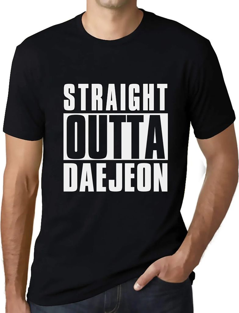 Herren Grafik T-Shirt Straight Outta Daejeon Öko-Verantwortlich Vintage Jahrgang Kurzarm Lustige Druck Geburtstag Geschenk Mann