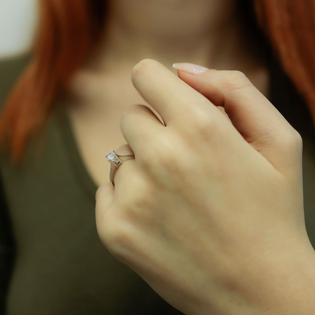 0,27 Carat Diamant Solitär Ring Meisterwerk 14 Karat Weißgold
