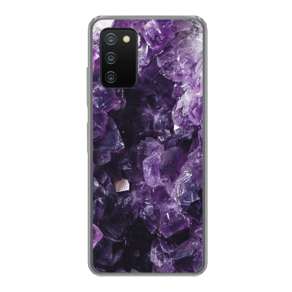 MuchoWow Handyhülle Schutzhülle Hülle für Samsung Galaxy A03s Amethyst - Edelsteine - Mineralien Silikon Softcase Handy Hülle - Schutz