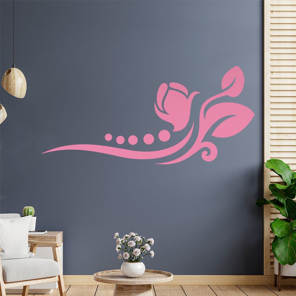 Blume - Linien Punkte Wandtattoo in 6 Größen - Wandaufkleber Wall Sticker - Dekoration, Küche, Wohnzimmer, Schlafzimmer, Badezimmer