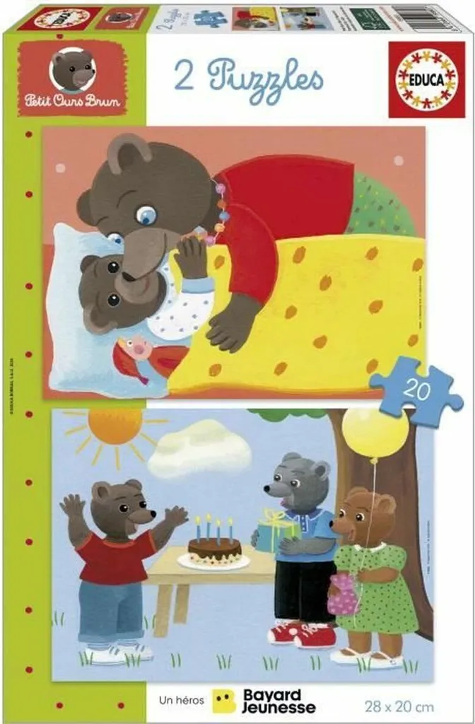 Puzzle Educa Petit Ours Brun 2 x 20 pièces - Grosses pièces résistantes