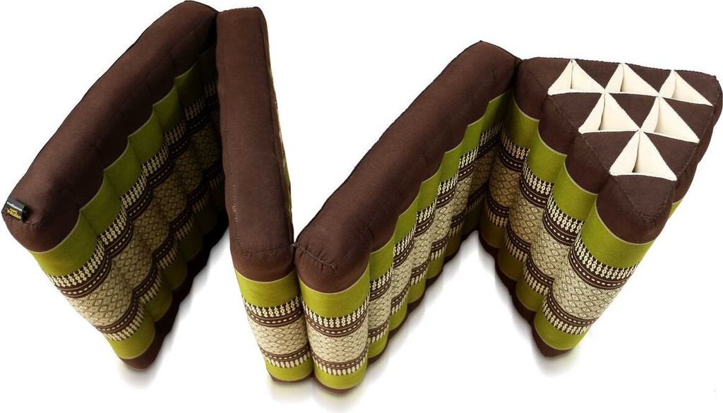 Thaimatte Kapokmatte Matte Faltmatte Klappmatte Liege Liegematte Meditationskissen 1,80 m lang Baumwolle Kapok Braun Grün