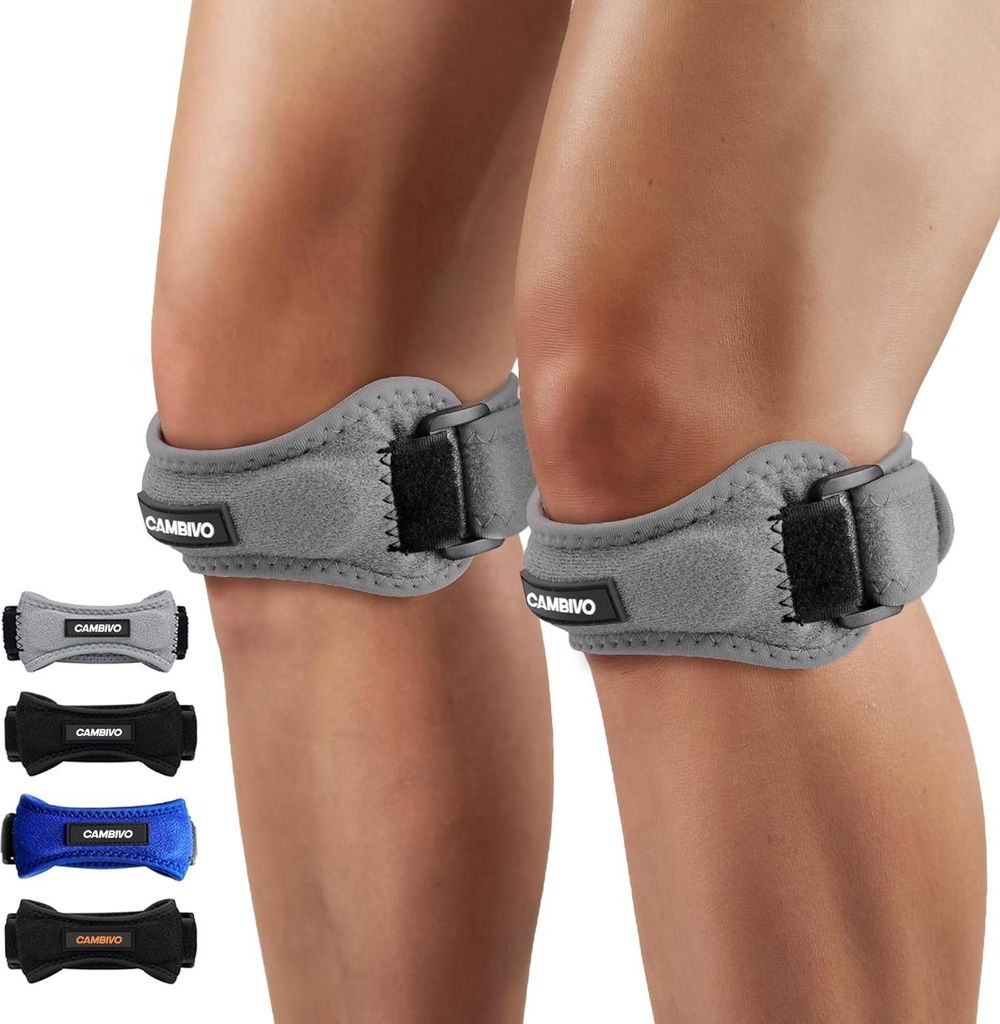 CAMBIVO 2 x Patellasehnenbandage, Knee Support, Patella Kniebandage, Verstellbare Bandage Knie für Damen und Männer beim Sport, Wandern, Fitness,...