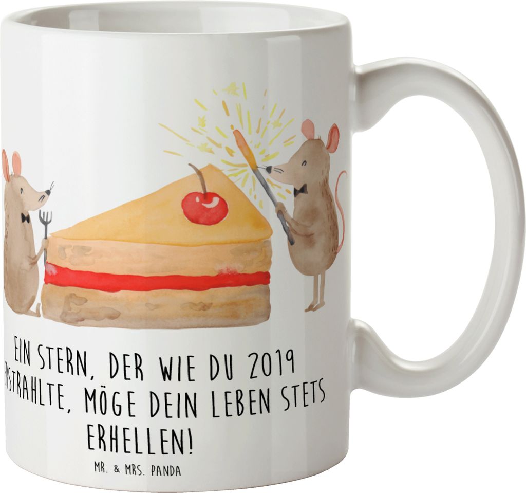 Mr. & Mrs. Panda Becher 2019 Geburtstag Stern - Weiß - Geschenk, erhellen, Wertschätzung, der erstrahlte, Alter, Kaffeebecher, Keramiktasse, Tass...