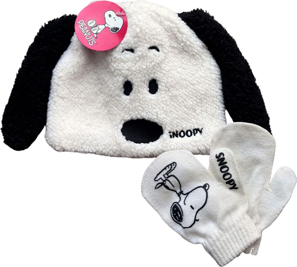 Ensemble bonnet et gants d'hiver Peanuts Snoopy pour chien Image du produit 