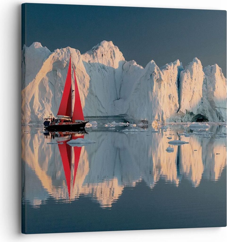 Bild auf Leinwand - Leinwandbild - Einteilig - Gletscher Ozean Grönland - 30x30cm - Wand Bild - Wanddeko - Wandbilder - Leinwanddruck - Bilder - W...