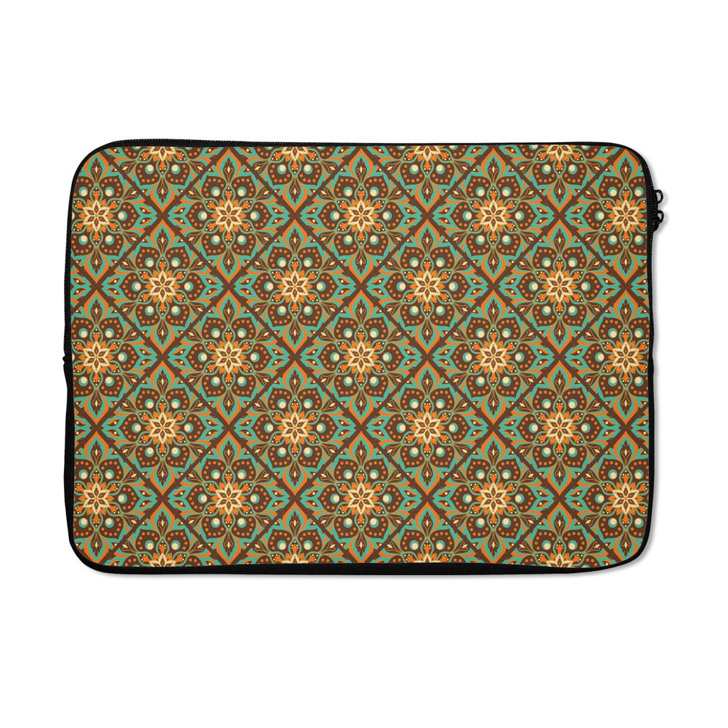 MuchoWow Laptop Hülle 13 Zoll Blumen - Vintage - Muster - Bohème - Mandala Laptoptasche - Laptophülle - Sleeve - Rundumschutz