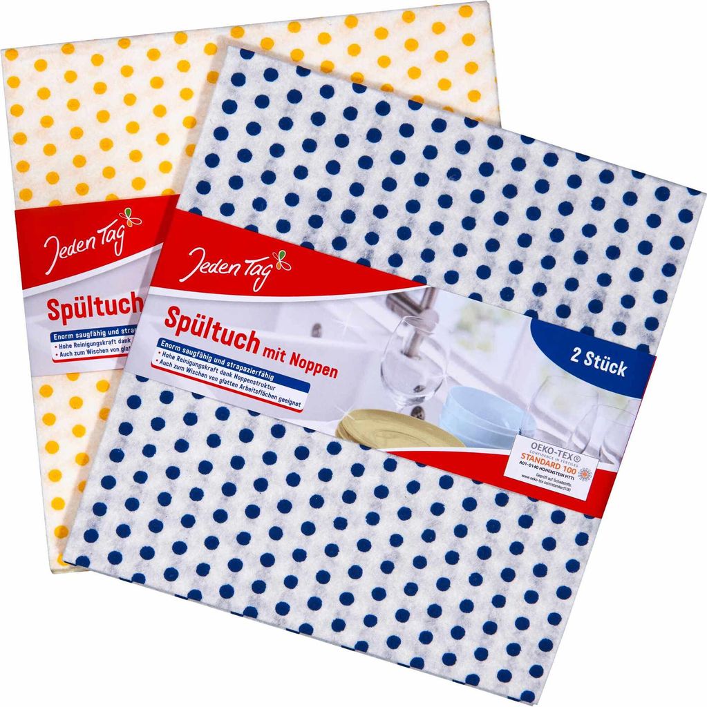 Jeden Tag Spültuch mit Noppen 38x35cm (2Stk Packung) + usy Block