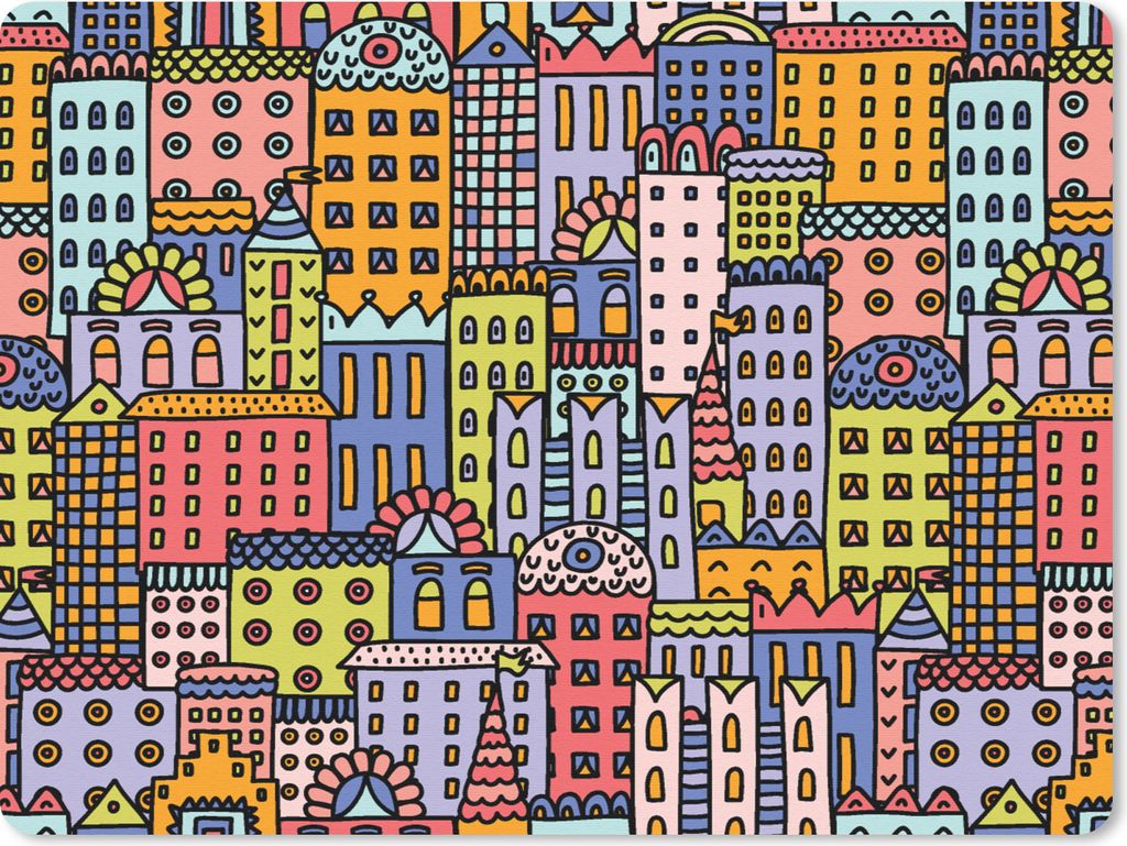 MuchoWow Mauspad Mousepad Haus - Regenbogen - Muster 23x19 cm - Mousepads - Maus Mat - Pad - Mausunterlage - Schreibtischunterlage - Mauspad