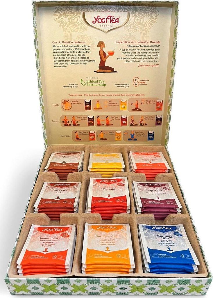 BIO-TEE-SET IN EINER GESCHENKBOX (SELECTION BOX) (9 SORTEN à 5 TEEBEUTEL) 88,5 g – YOGI TEA