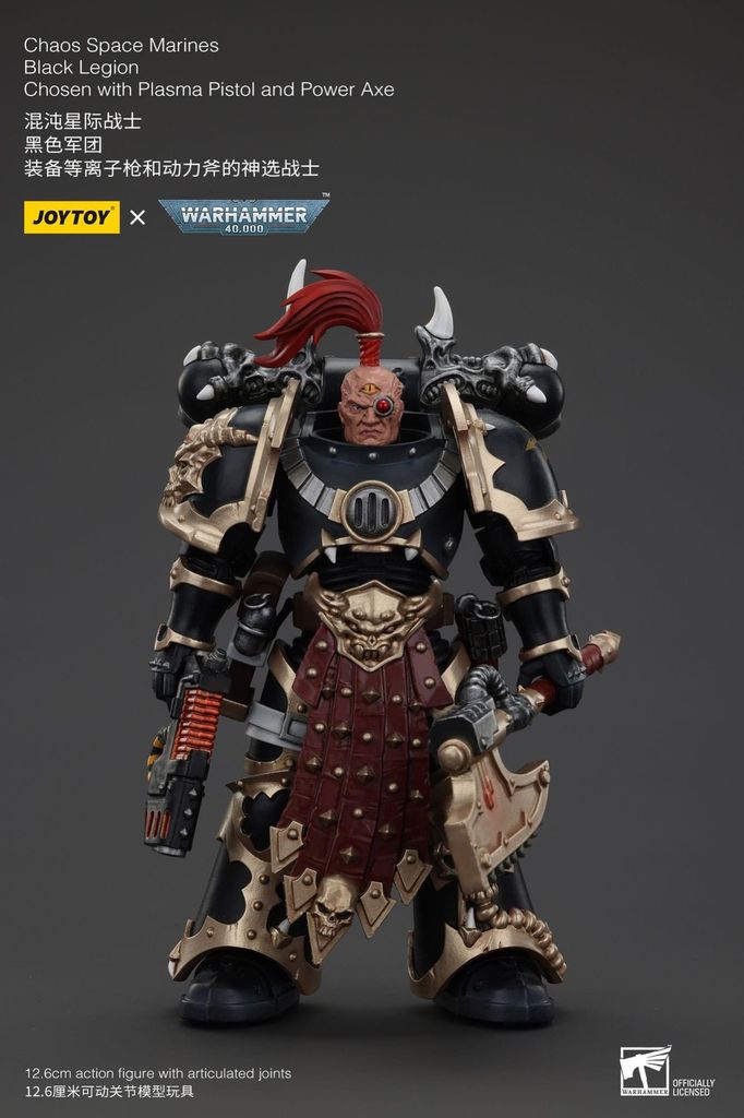 Joy Toy Warhammer 40k Actionfigur Chaos Space Marines Black Legion Chosen with Plasma Pistol and Power Axe 20 cm
