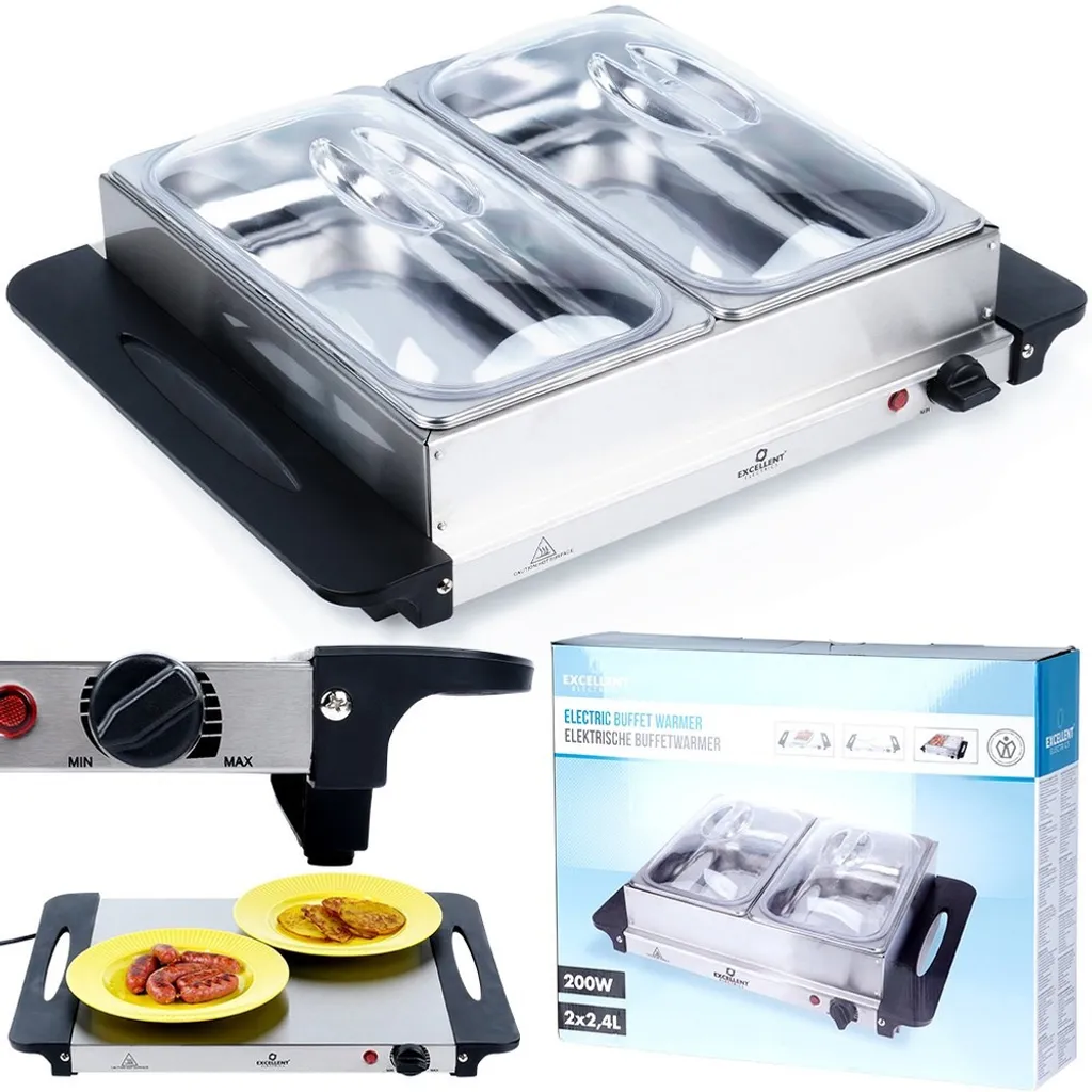 Récipient chauffant électrique pour service traiteur et buffet inox