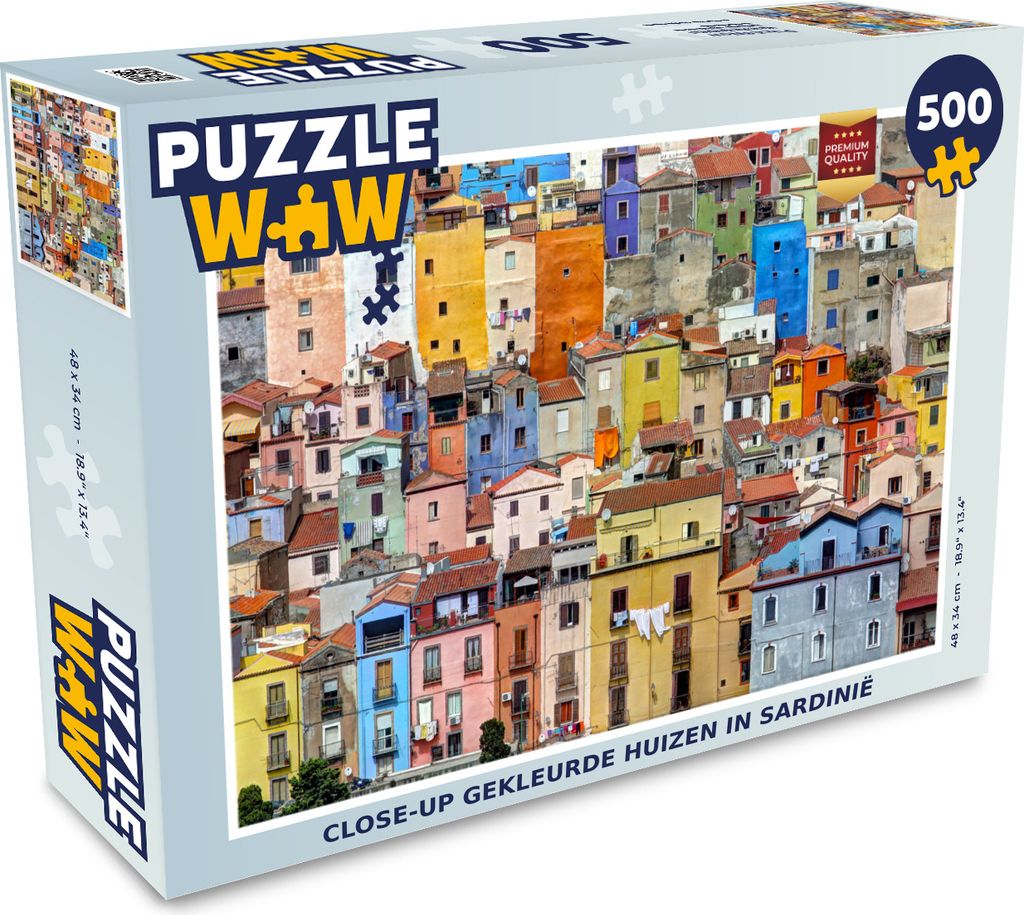 MuchoWow Puzzle 500 Teile Nahaufnahme bunter Häuser auf Sardinien - 500 Teile - Kinder - Selberbauen - Puzzlespiele