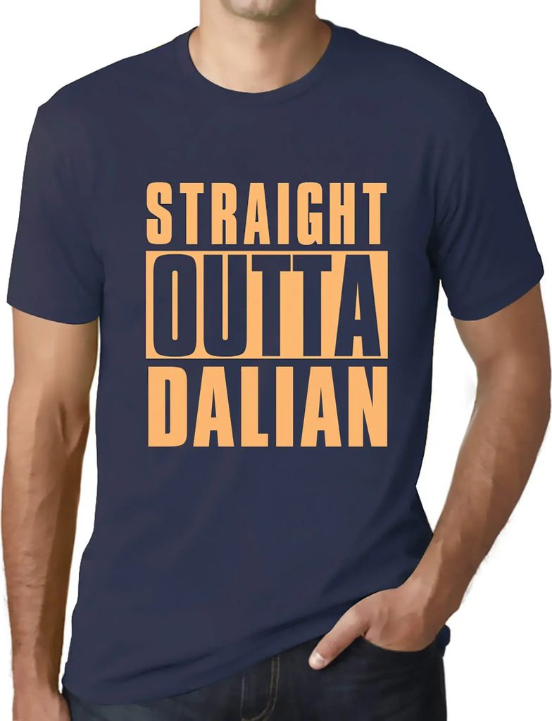 Herren Grafik T-Shirt Straight Outta Dalian Öko-Verantwortlich Vintage Jahrgang Kurzarm Lustige Druck Geburtstag Geschenk Mann