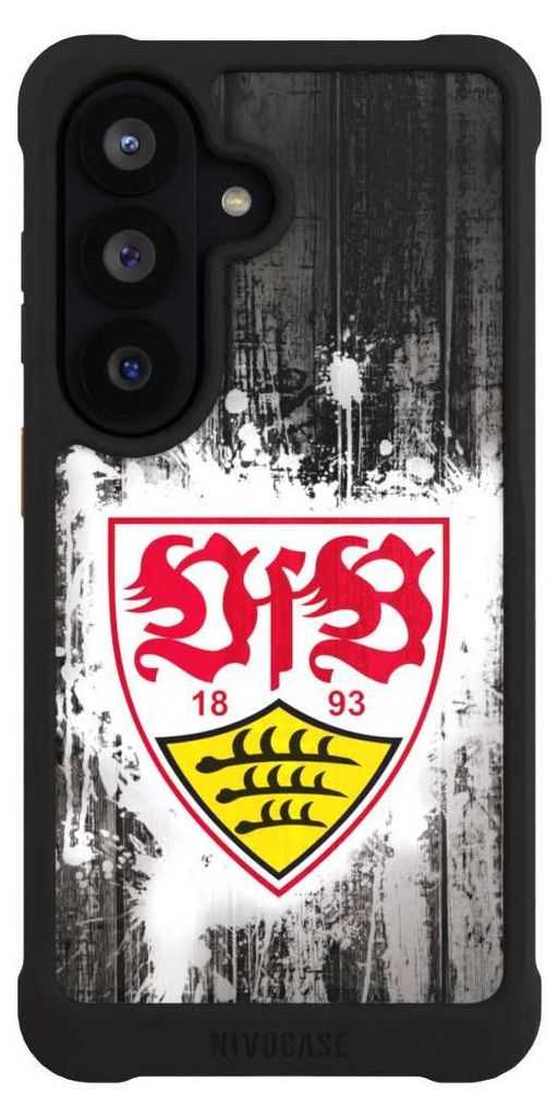 NIVOCASE Hülle für Samsung Galaxy S26 Stoßfeste Handyhülle NIVOmax Case Schwarz Bundesliga Offizielles Lizenzprodukt VfB Stuttgart