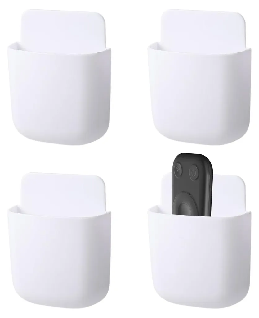 Lot de 4 supports muraux pour télécommandes blanc en ABS résistant