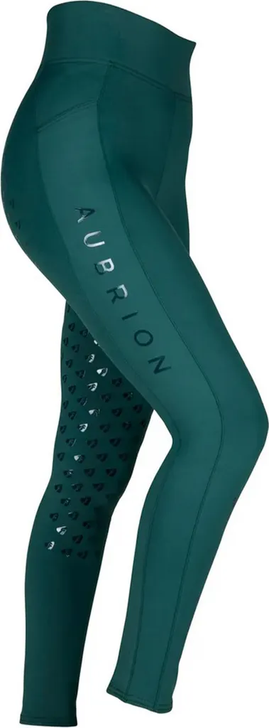 Leggings d'équitation confortables Aubrion Eltar Vert Fille 158-164 cm