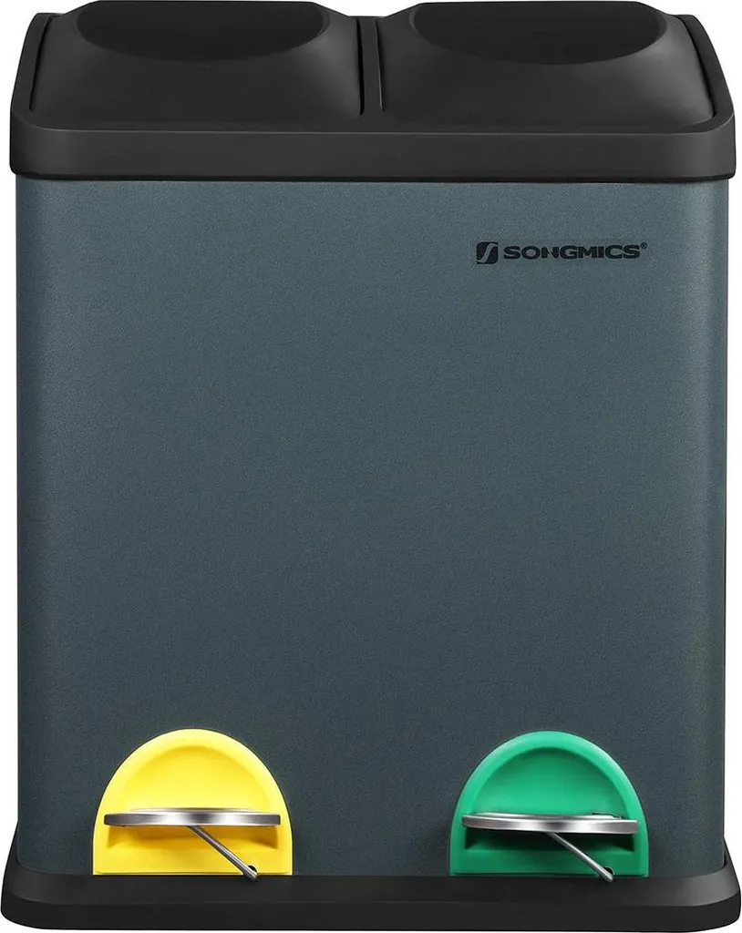 Collecteur de déchets 30L gris fumé noir avec design minimaliste chic