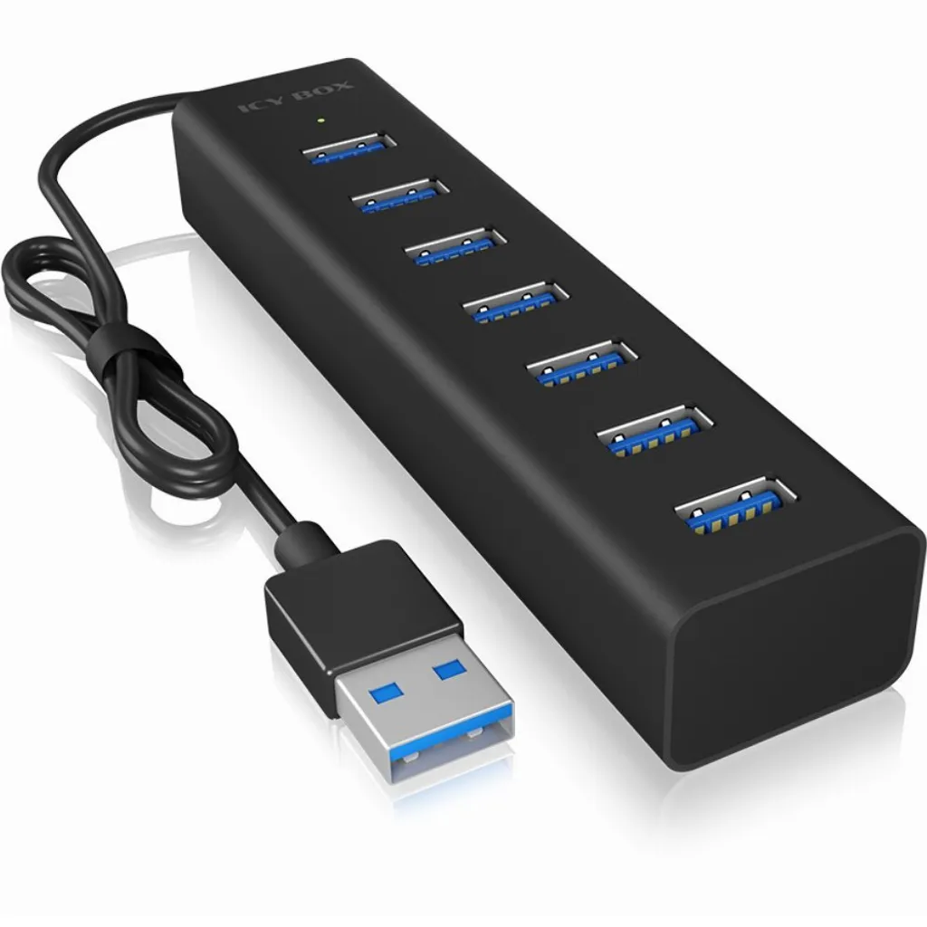 RaidSonic ICY BOX IB-HUB1700-U3: Hub USB 3.0 7 Porte Alluminio Professionale