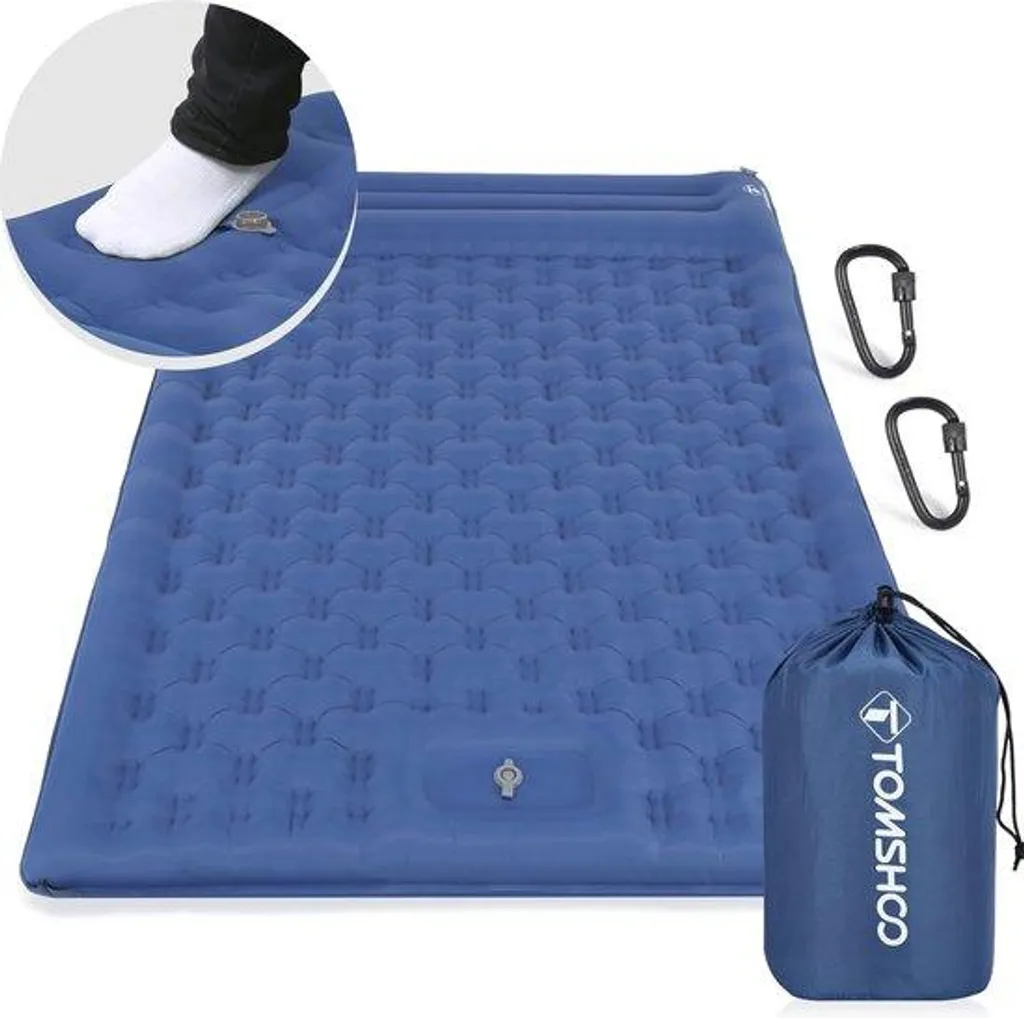 Matelas gonflable 2 personnes pour camping ou invités avec pompe à pied