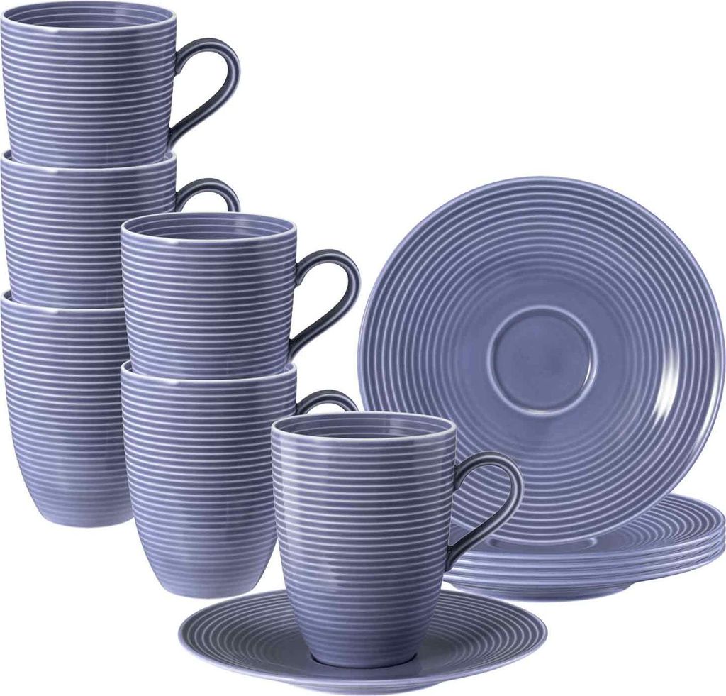 Seltmann Weiden Beat Fliederblau Becher + Untertasse 6er Set