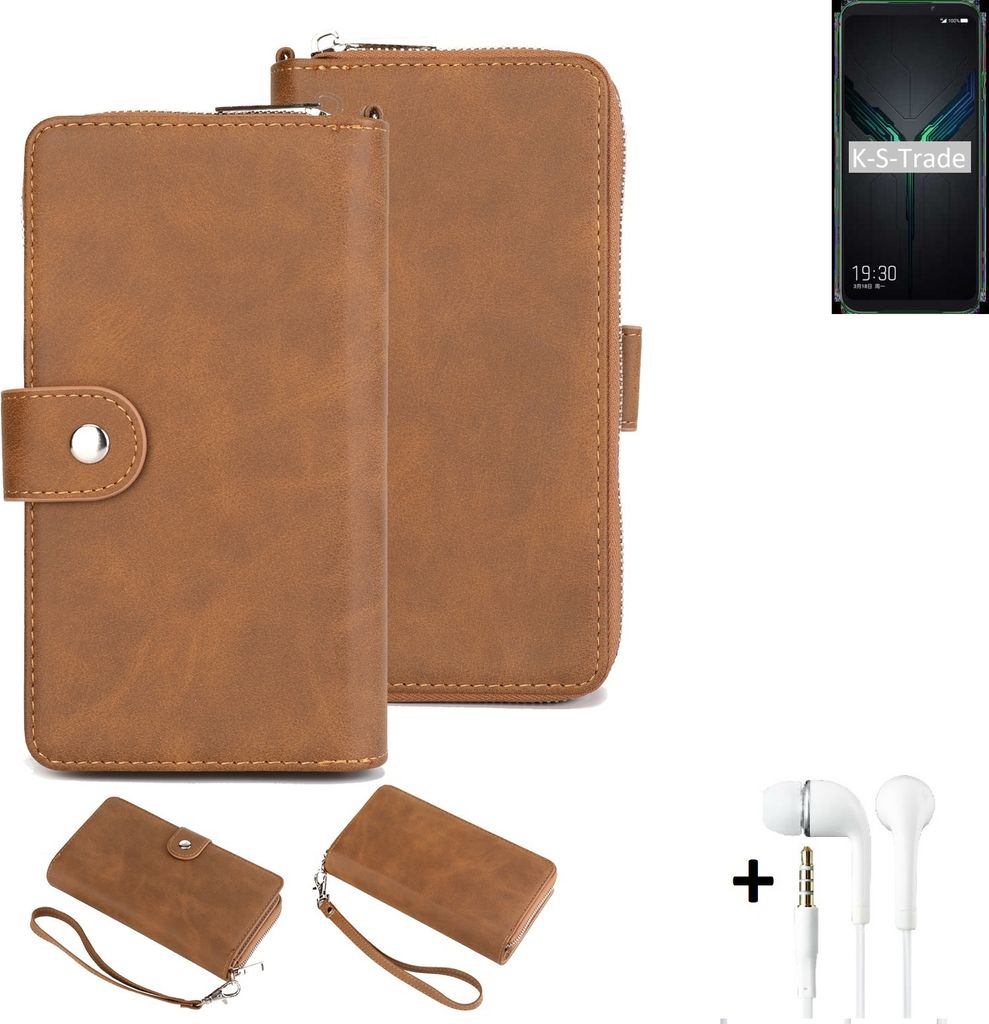 K-S-Trade 2in1 Handyhülle kompatibel mit Xiaomi Black Shark 2 Pro + Kopfhörer Schutzhülle & Portemonnee Schutzhülle Tasche Handytasche Case Etui