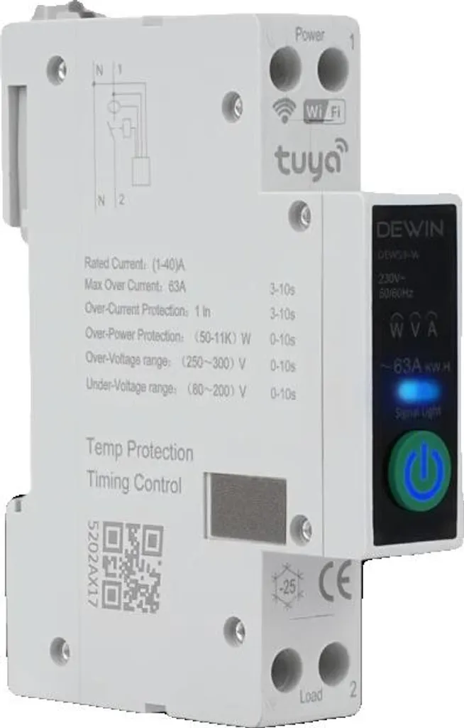 Interruttore Intelligente 1-40A Regolabile | Smart Switch Guida DIN App